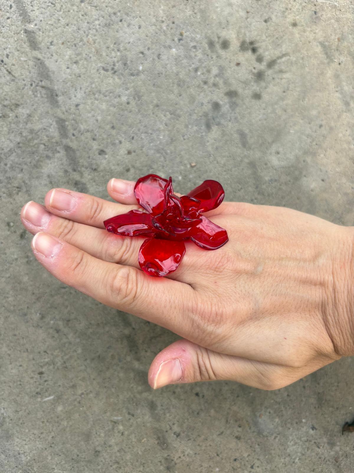 Anillo Flor Rojo