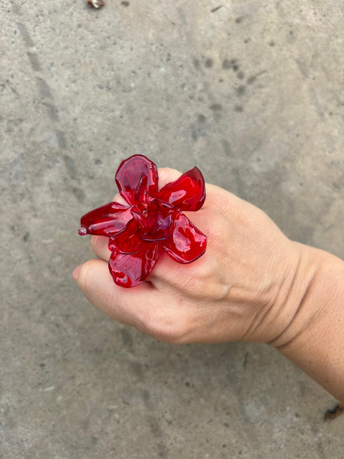 Anillo Flor Rojo