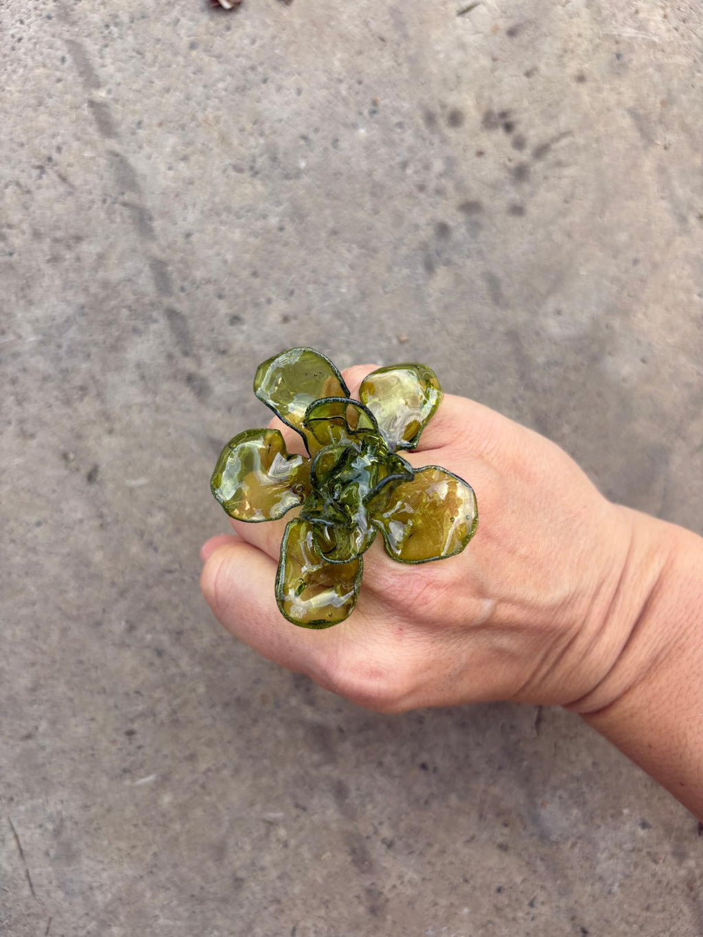 Anillo Flor Verde Oliva