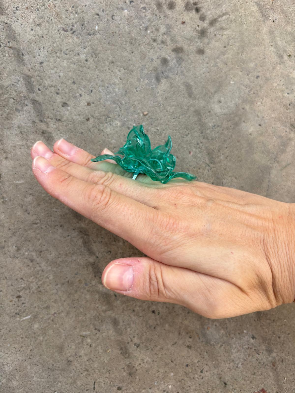 Anillo Flor grande Aguamarina