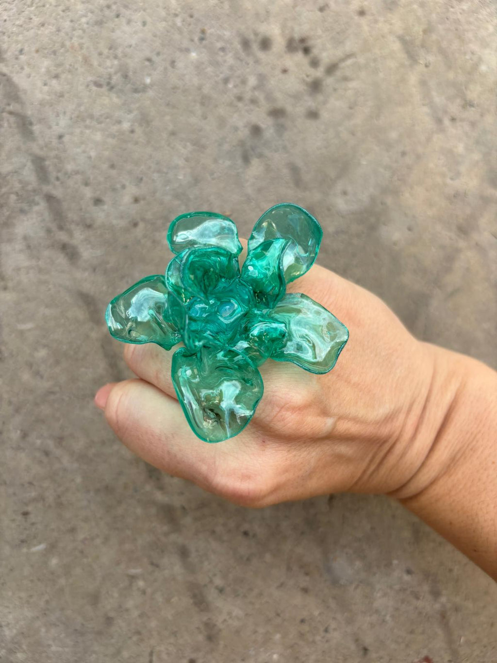 Anillo Flor grande Aguamarina