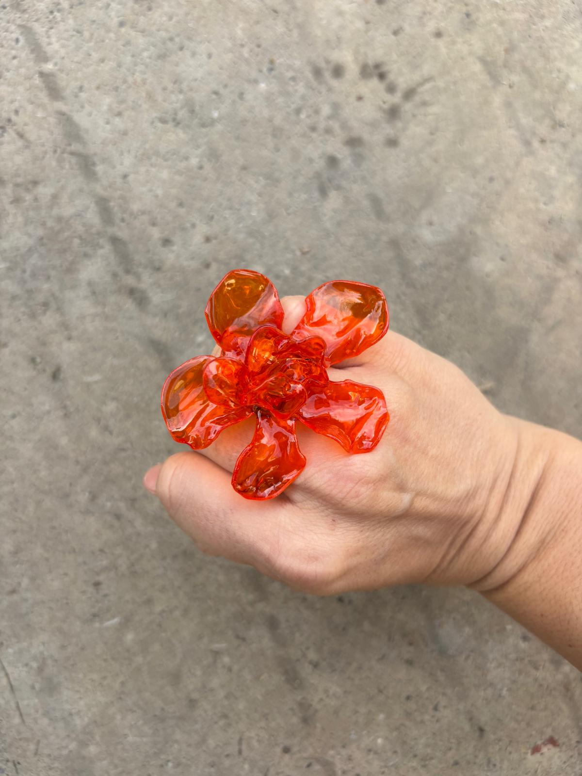 Anillo Flor grande Naranja
