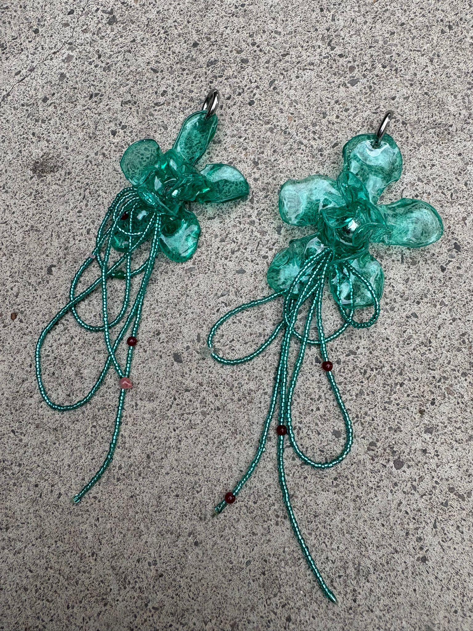 Pendientes flor aguamarina