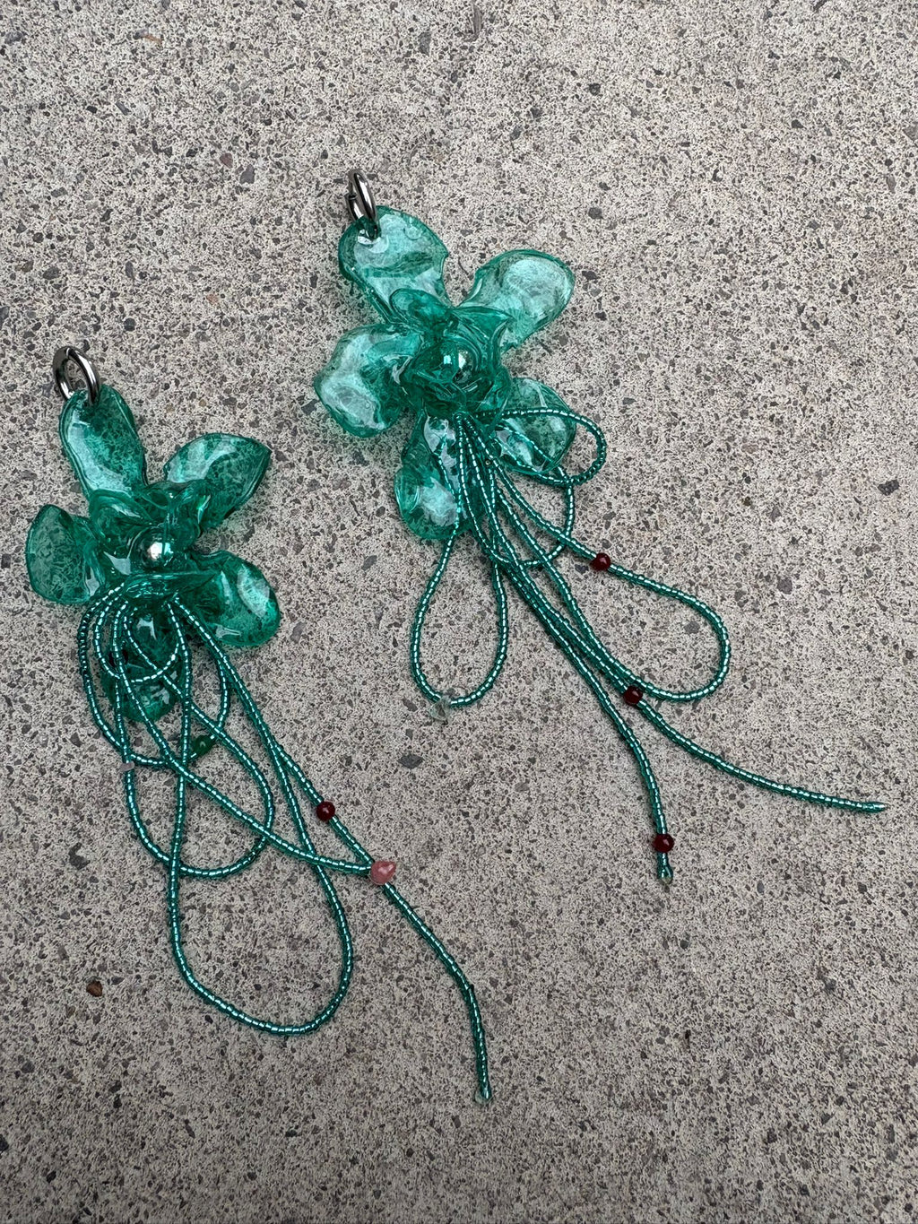 Pendientes flor aguamarina