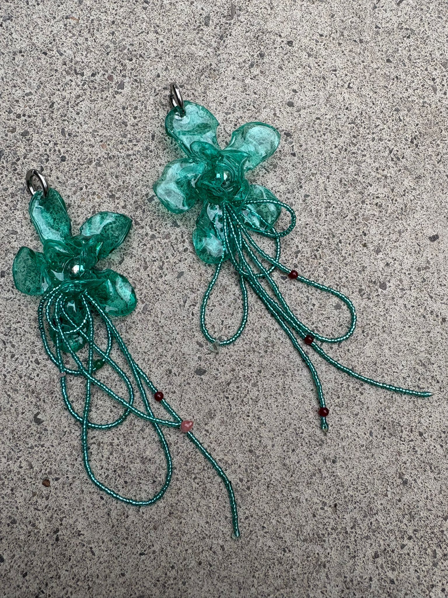 Pendientes flor aguamarina