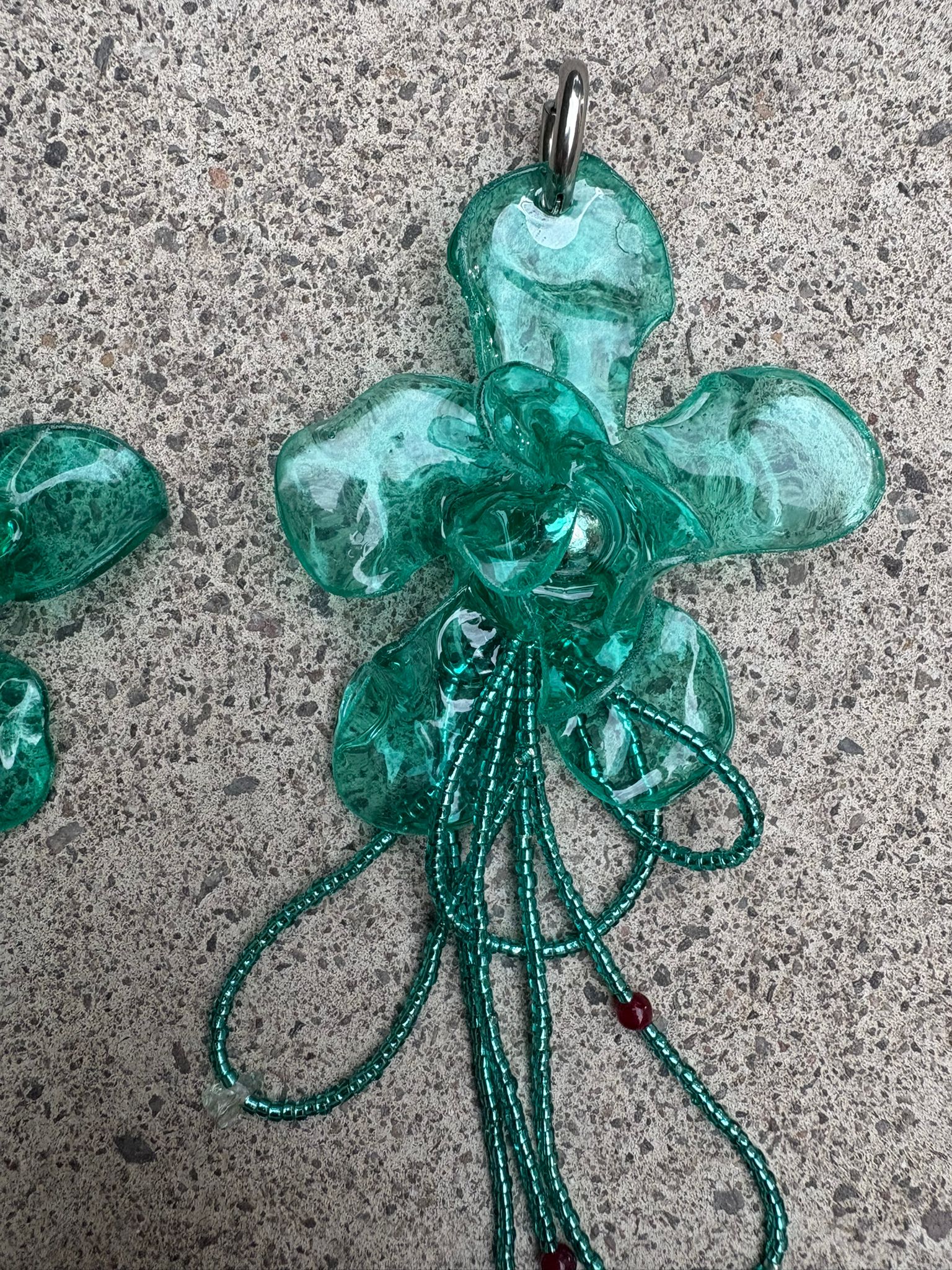 Pendientes flor aguamarina