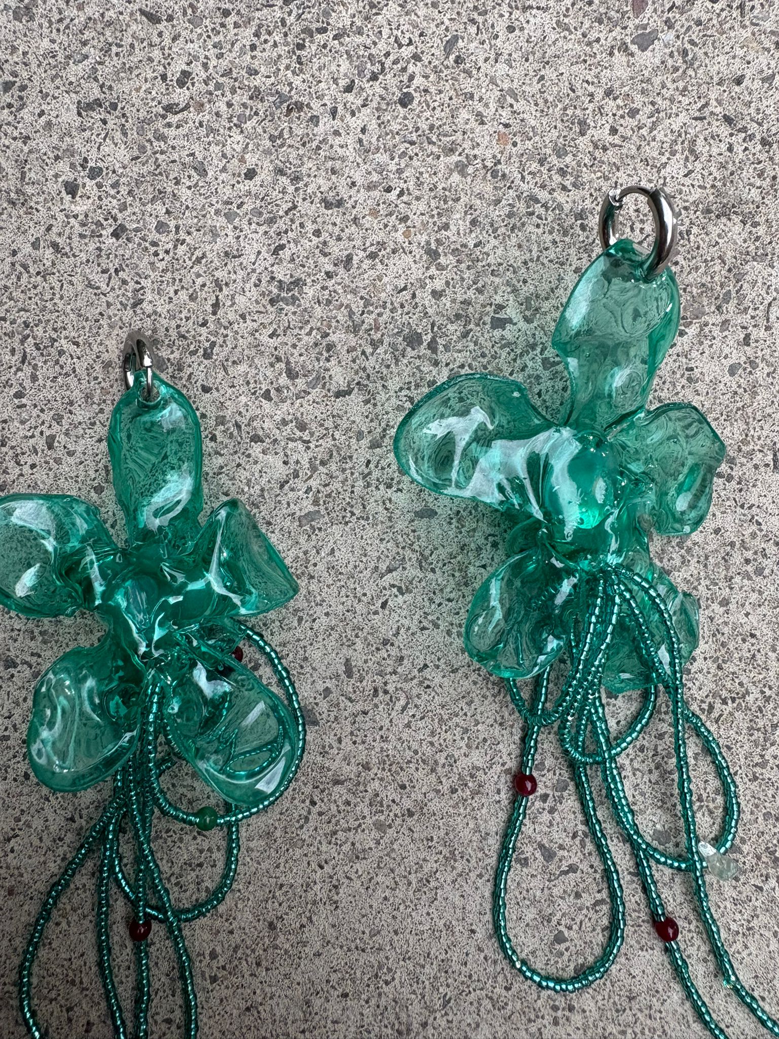 Pendientes flor aguamarina