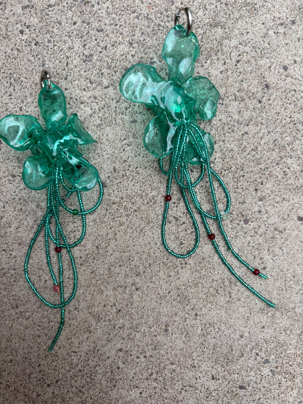 Pendientes flor aguamarina