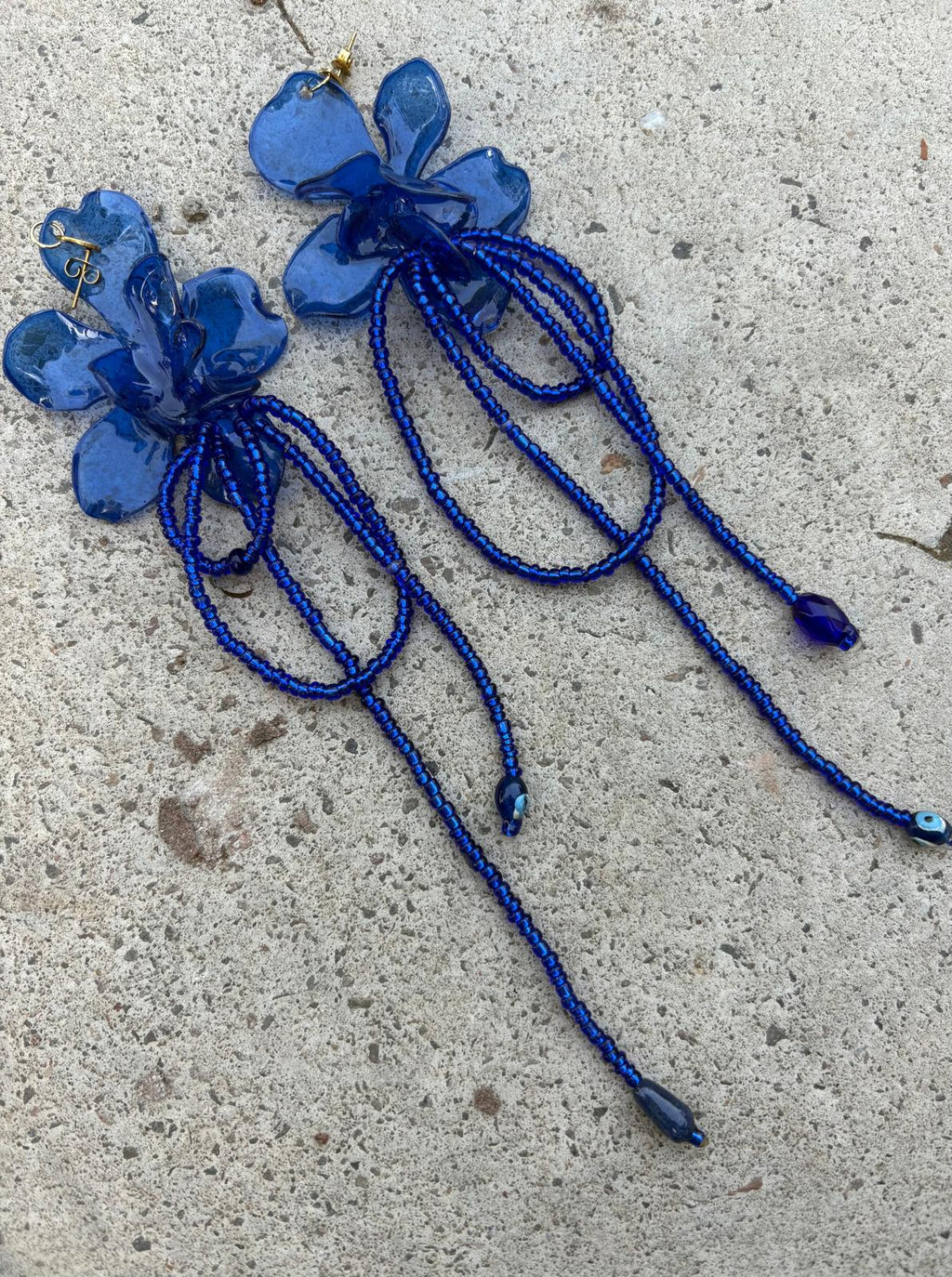 Pendientes_flor_azul marino