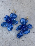 Pendientes flor grande azul marino