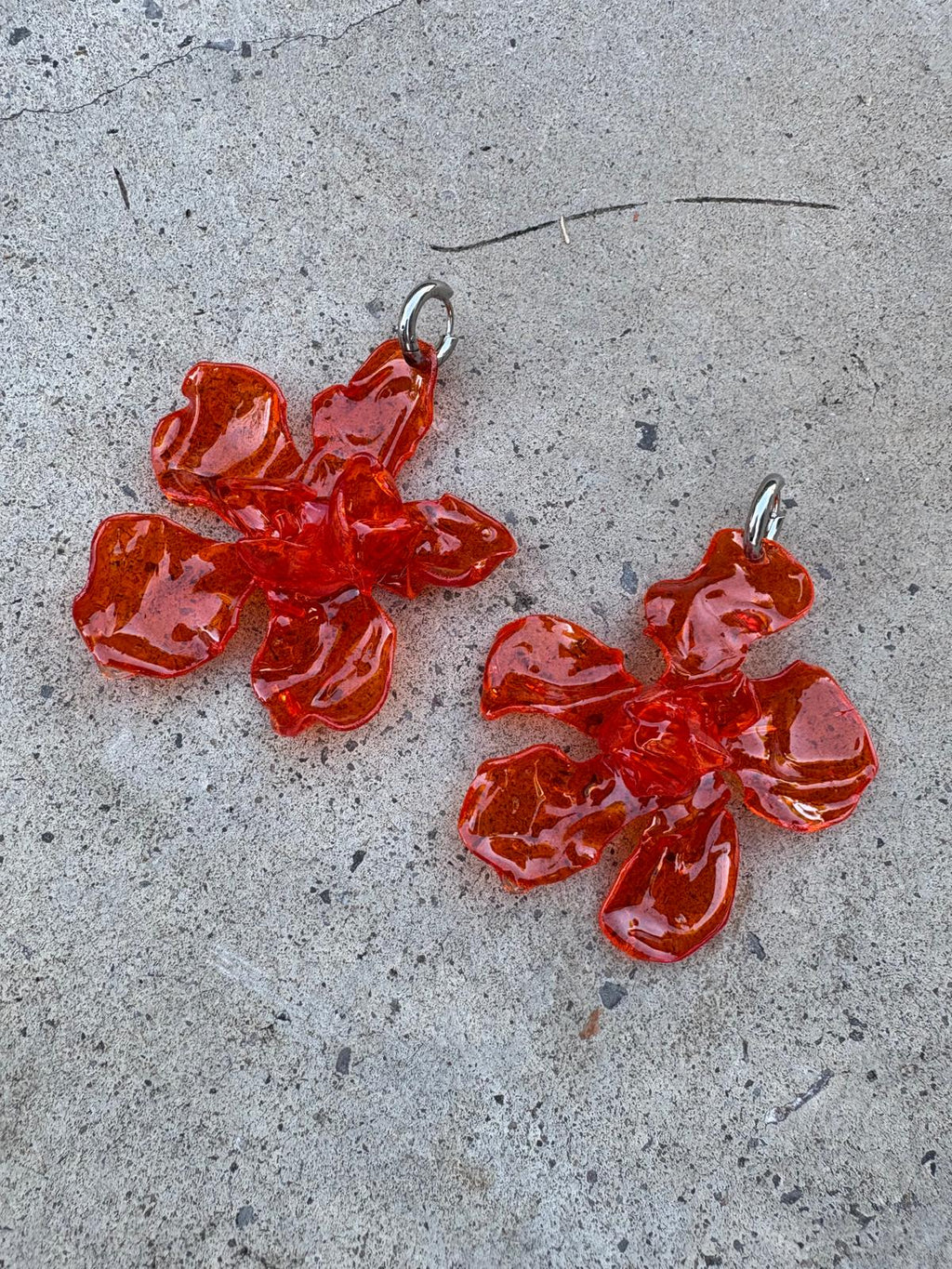 Pendientes flor grande naranja