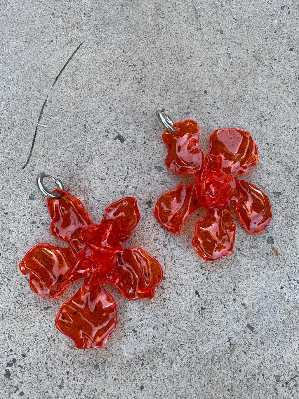 Pendientes flor grande naranja
