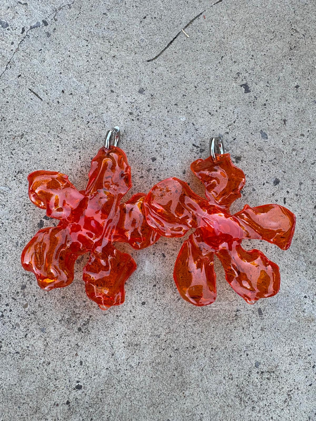 Pendientes flor grande naranja