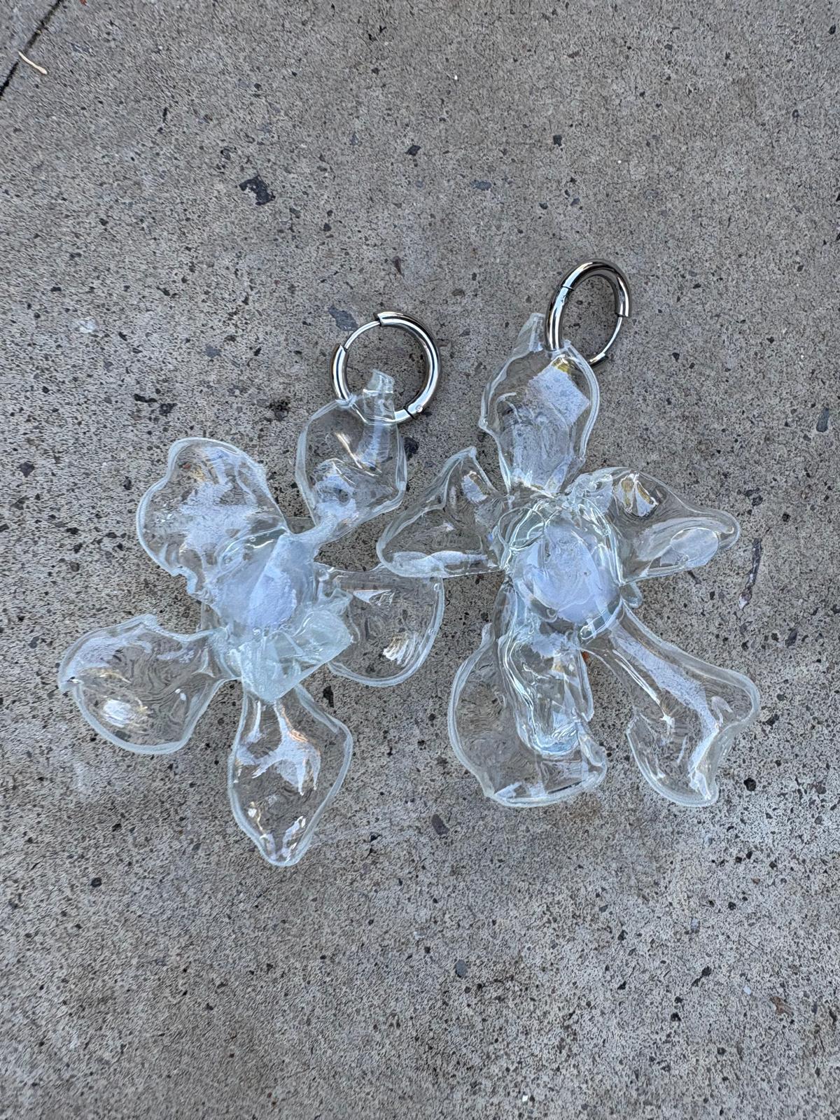 Pendientes flor transparente grandes