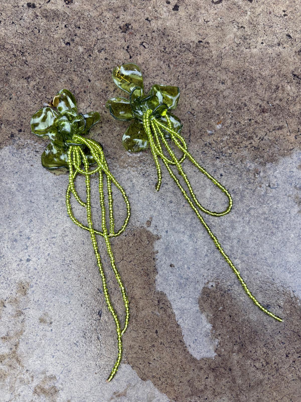 Pendientes_flor_verde Oliva