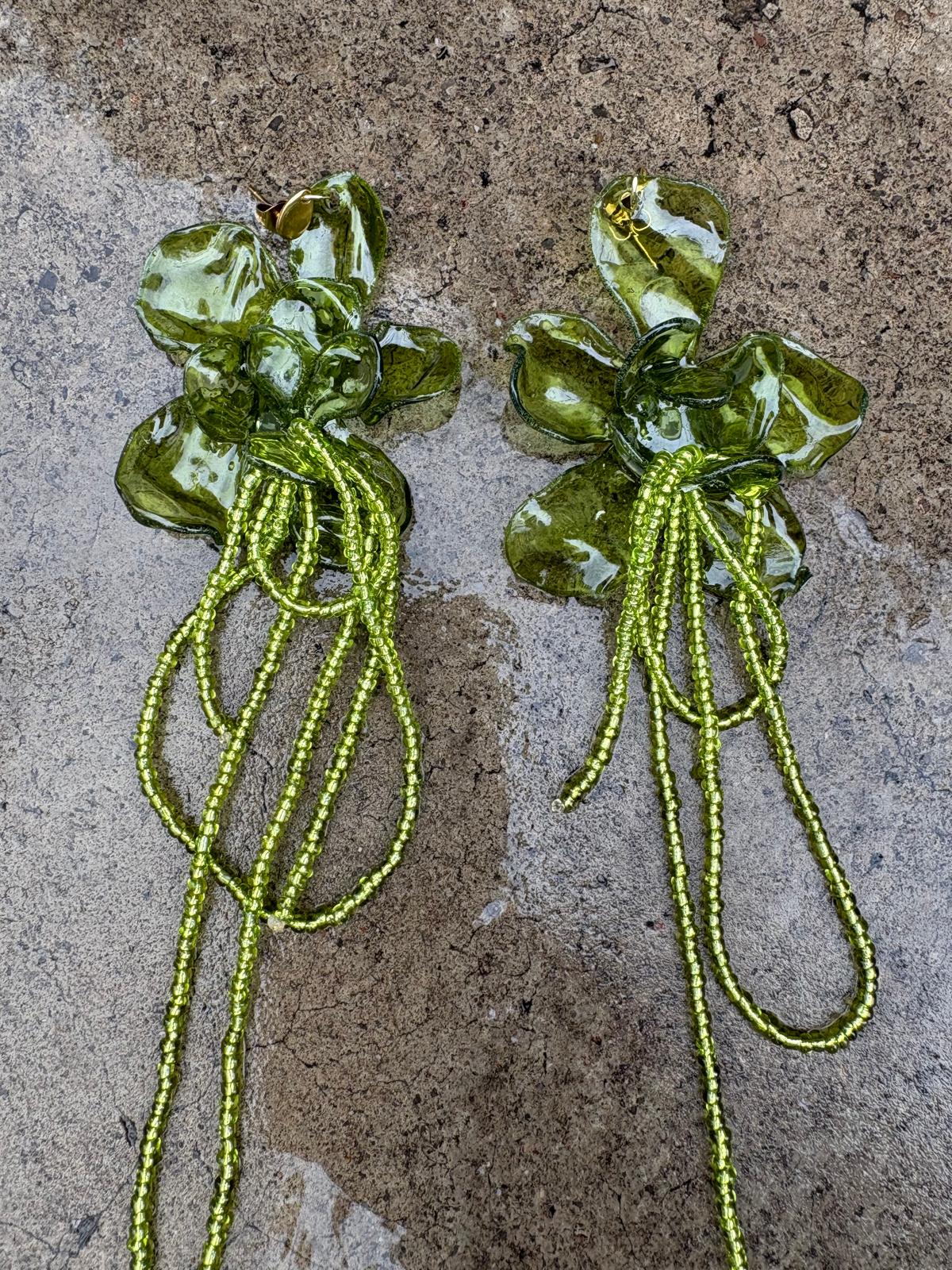 Pendientes_flor_verde Oliva