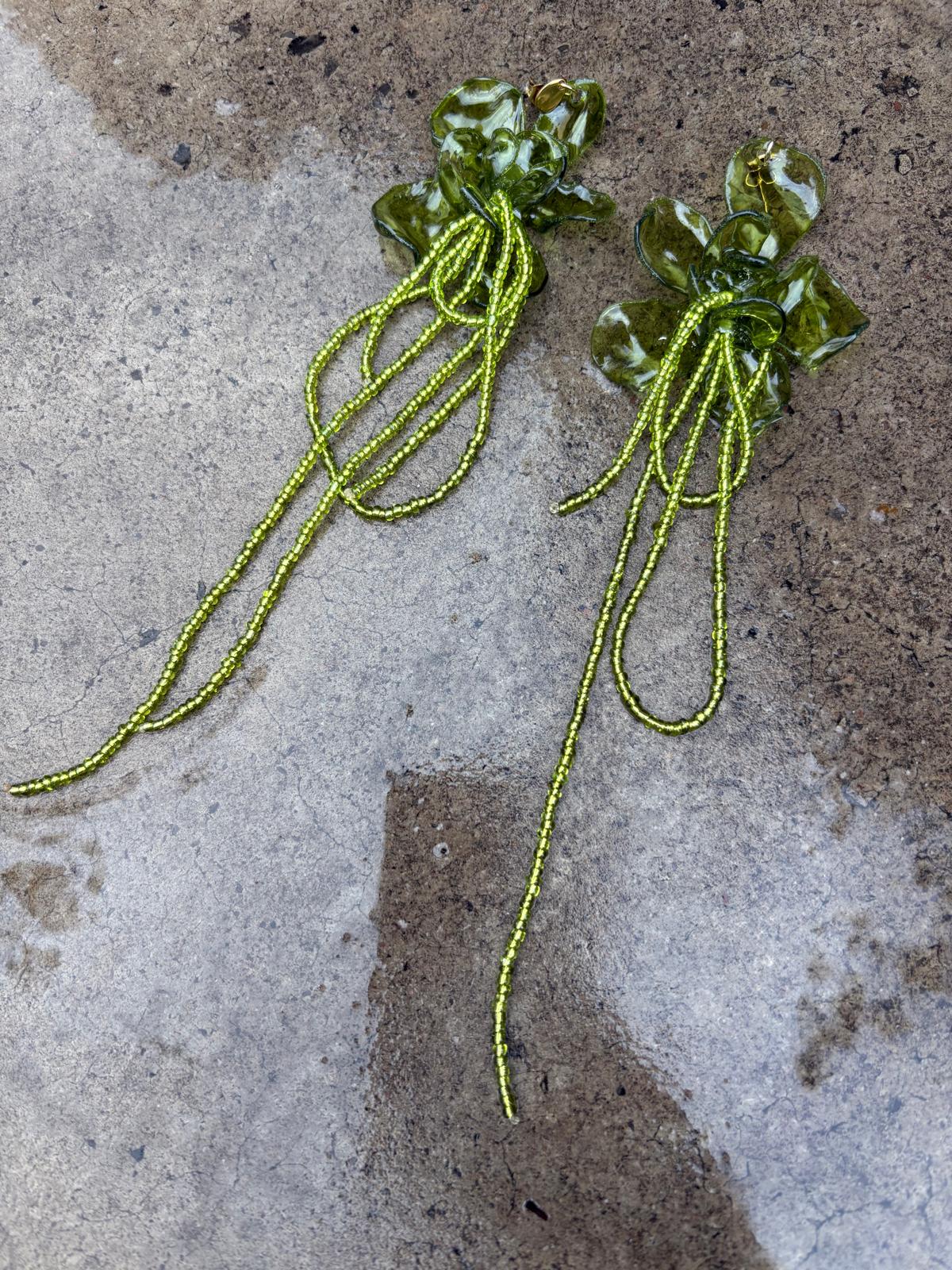 Pendientes_flor_verde Oliva