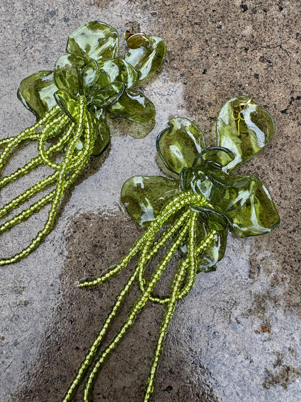 Pendientes_flor_verde oliva