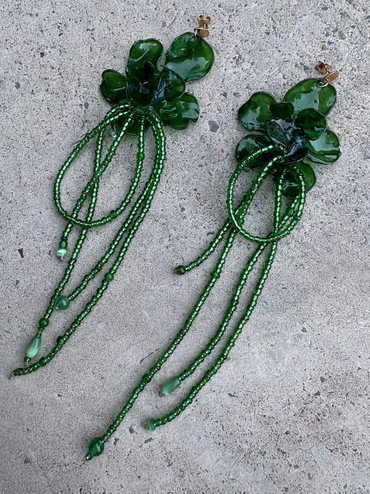 Pendientes_flor_verde oscuro
