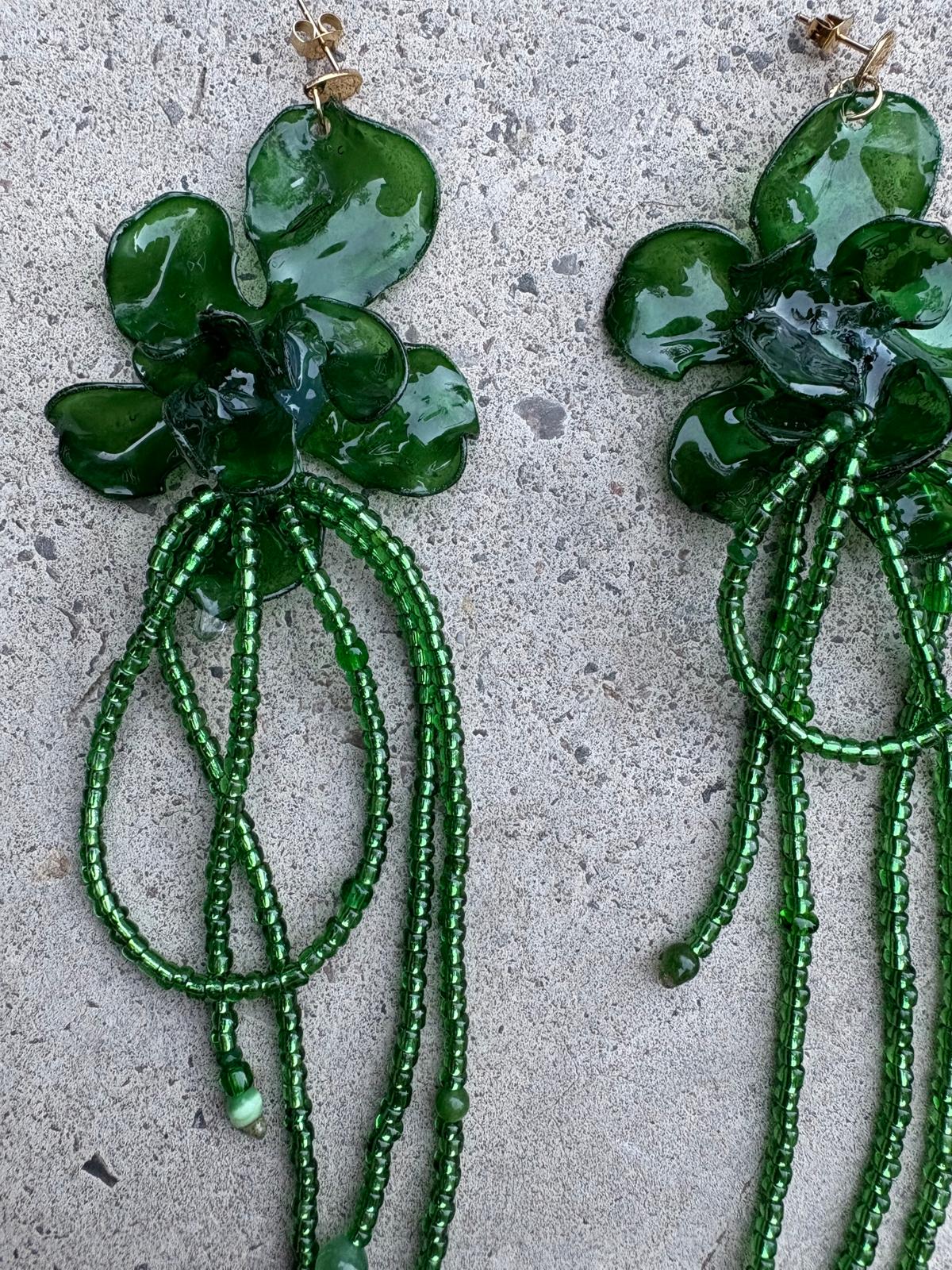 Pendientes_flor_verde oscuro