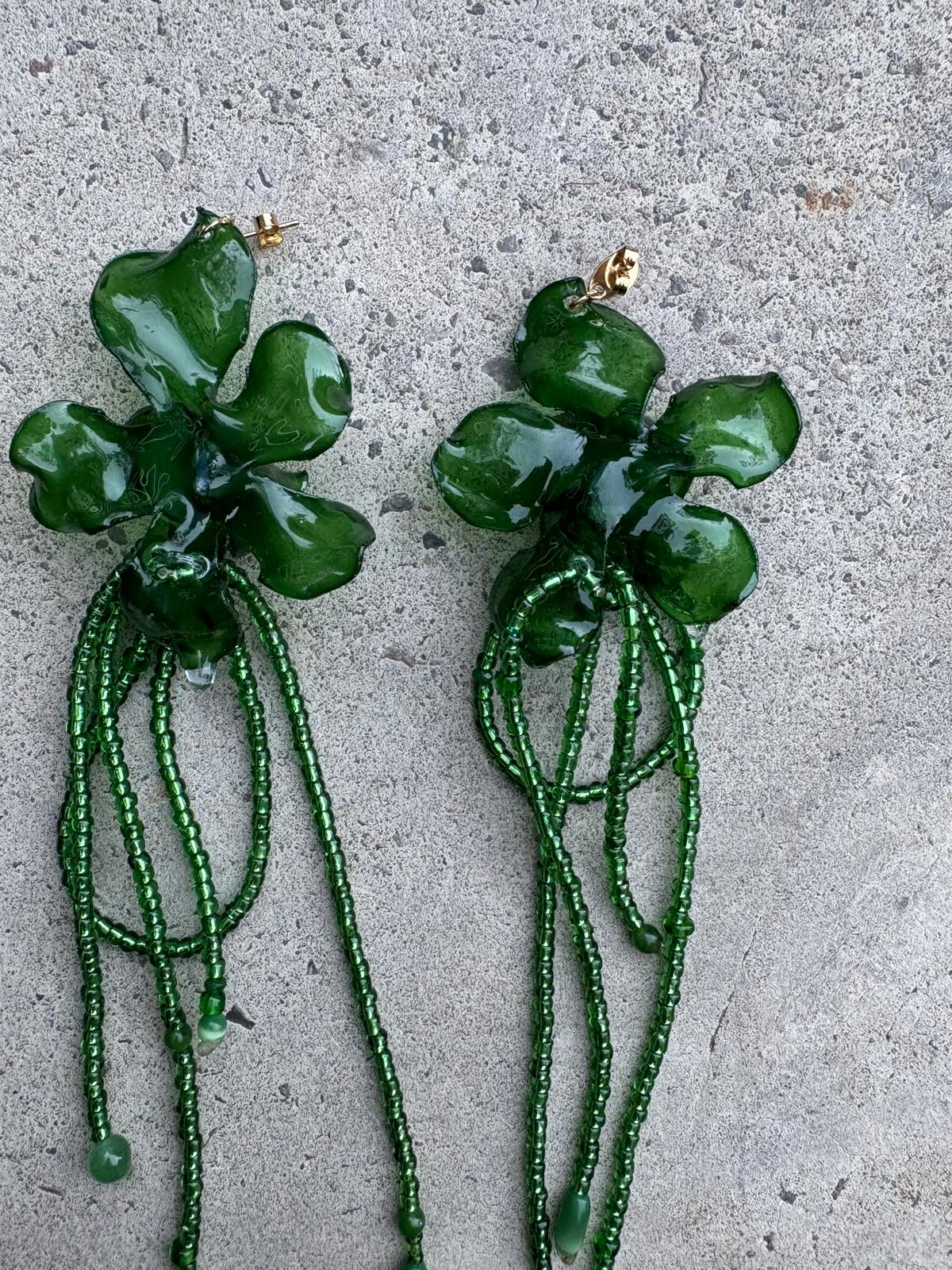 Pendientes_flor_verde oscuro