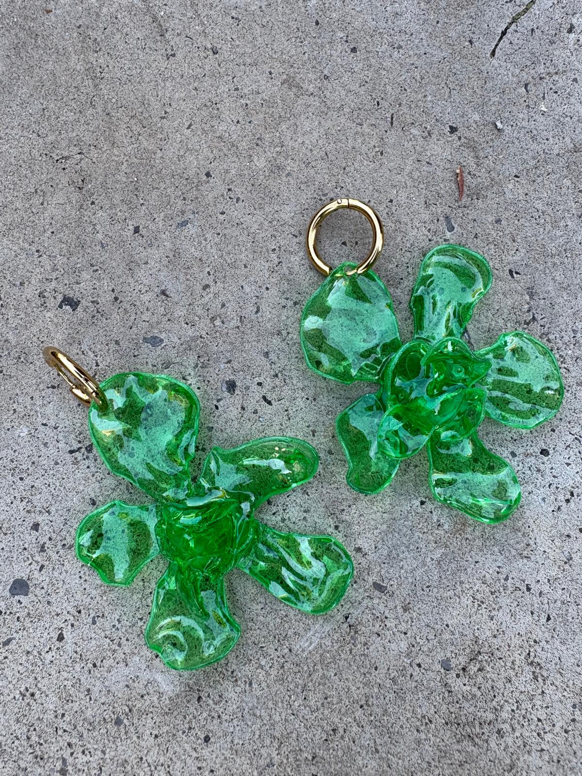 Pendientes grandes flor verde