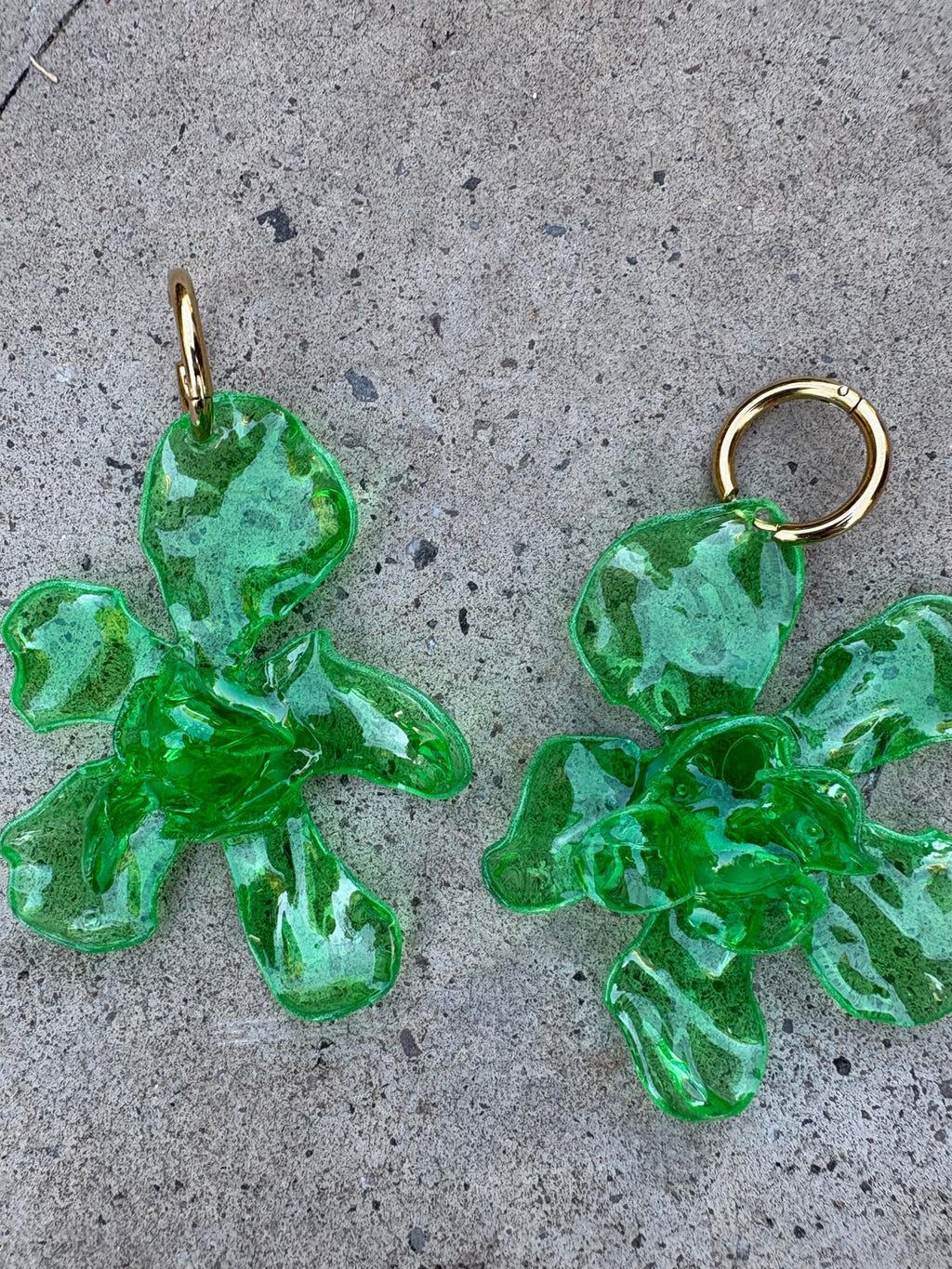 Pendientes grandes flor verde