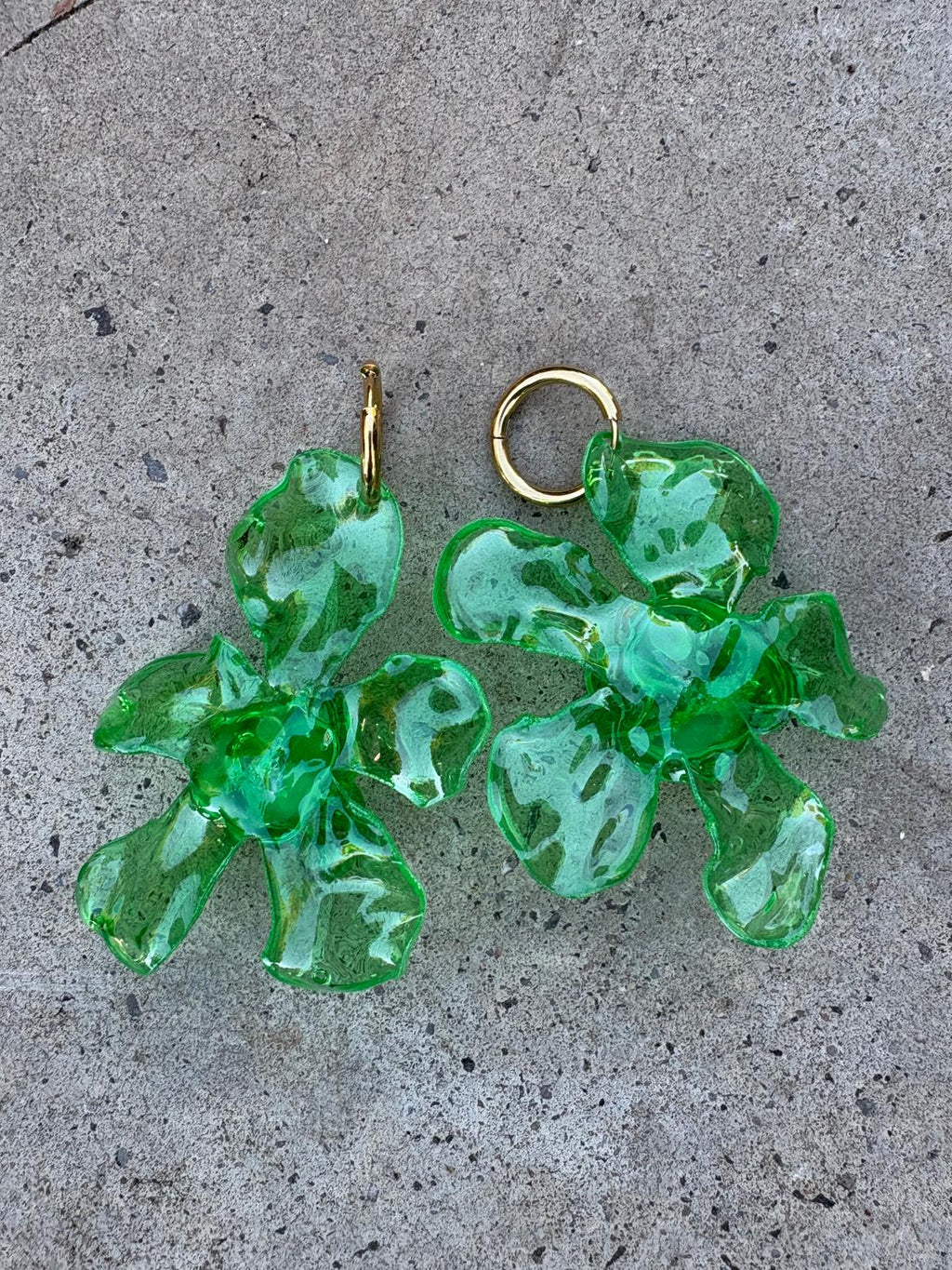 Pendientes grandes flor verde